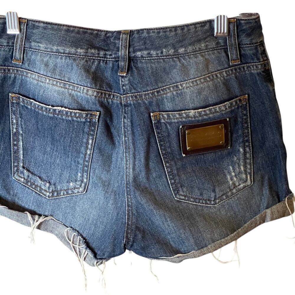 D & G Denim Jeans Short Shorts, Designer, Luxe, Distressed, EU 40, US 12 - Picture 3 of 8